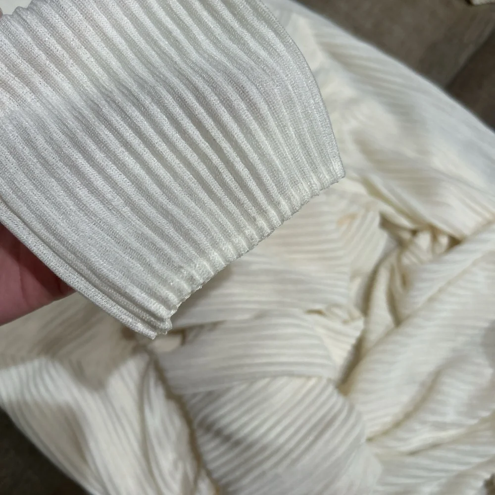 Subtle Studios tie front plisse maxi dress in off white - Picture 10 of 10